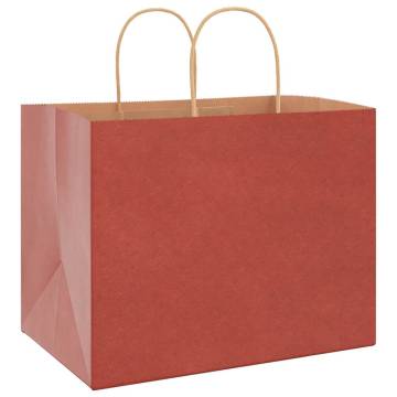 50 Red Paper Bags with Handles - Eco-Friendly & Durable