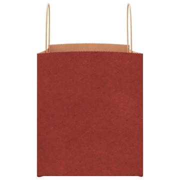 50 Red Paper Bags with Handles - Eco-Friendly & Durable