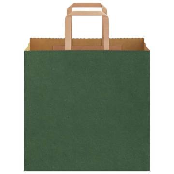 Eco-Friendly Green Paper Bags with Handles - 250 pcs | HipoMarket