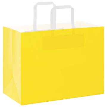 Durable Yellow Paper Bags with Handles - 250 pcs | HipoMarket