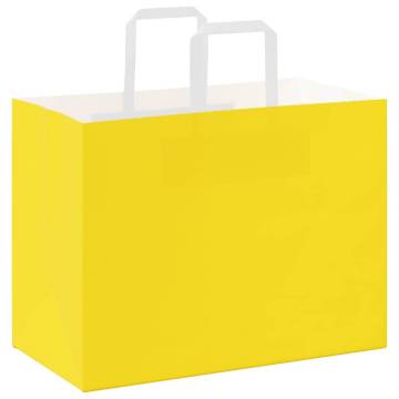 Durable Yellow Paper Bags with Handles - 250 pcs | HipoMarket