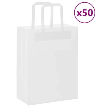 White Paper Bags with Handles - 50 pcs | 21x11x28 cm