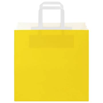 250 Yellow Paper Bags with Handles - 26x17x25 cm | Hipo Market