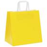 250 Yellow Paper Bags with Handles - 26x17x25 cm | Hipo Market