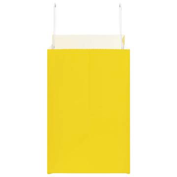 250 Yellow Paper Bags with Handles - 26x17x25 cm | Hipo Market