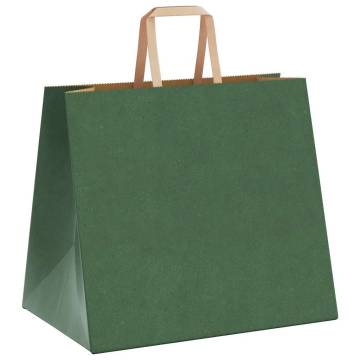 Eco-Friendly Green Paper Bags with Handles - 250 pcs