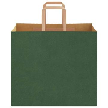 Eco-Friendly Green Paper Bags with Handles - 250 pcs