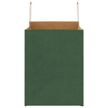 Eco-Friendly Green Paper Bags with Handles - 250 pcs