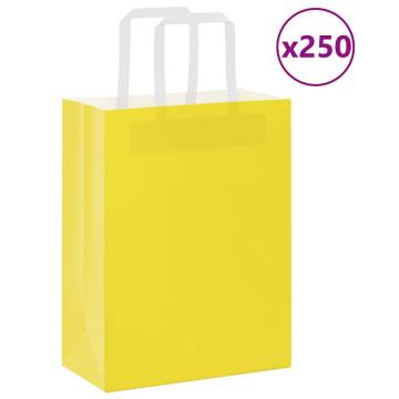 Durable Yellow Paper Bags with Handles - 250 pcs | HipoMarket