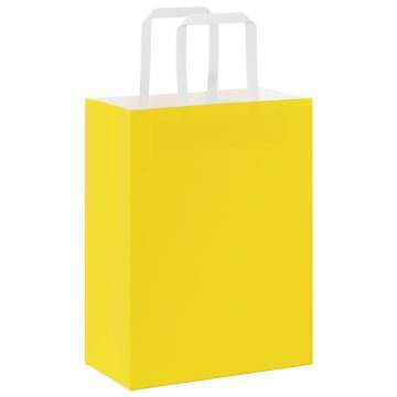 Durable Yellow Paper Bags with Handles - 250 pcs | HipoMarket