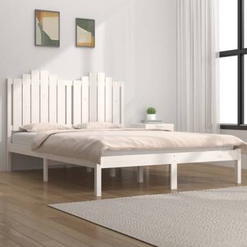 White Solid Wood Bed Frame 140x190 cm - No Mattress Included