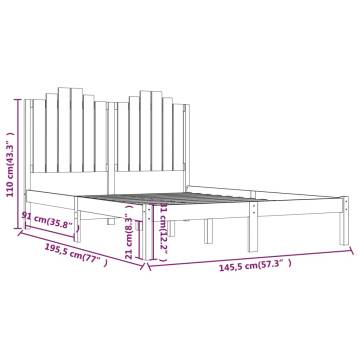 White Solid Wood Bed Frame 140x190 cm - No Mattress Included