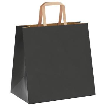 250 Black Paper Bags with Handles | Eco-Friendly | Hipo Market