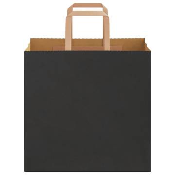 250 Black Paper Bags with Handles | Eco-Friendly | Hipo Market