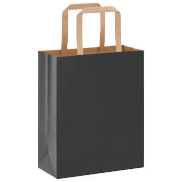 Premium Black Paper Bags with Handles - 50 pcs 18x8x22 cm