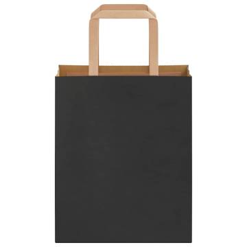 Premium Black Paper Bags with Handles - 50 pcs 18x8x22 cm