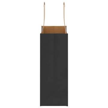 Premium Black Paper Bags with Handles - 50 pcs 18x8x22 cm