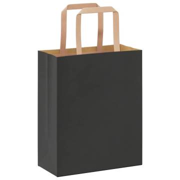 Premium Black Paper Bags with Handles - 50 pcs 18x8x22 cm