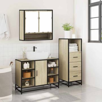 3 Piece Bathroom Furniture Set in Sonoma Oak - Hipomarket