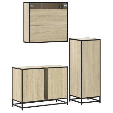 3 Piece Bathroom Furniture Set in Sonoma Oak - Hipomarket