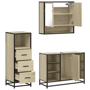 3 Piece Bathroom Furniture Set in Sonoma Oak - Hipomarket