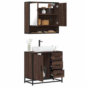 2 Piece Brown Oak Bathroom Furniture Set - Stylish & Durable