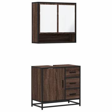 2 Piece Brown Oak Bathroom Furniture Set - Stylish & Durable