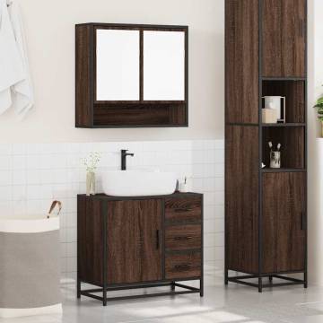 2 Piece Brown Oak Bathroom Furniture Set - Stylish & Durable