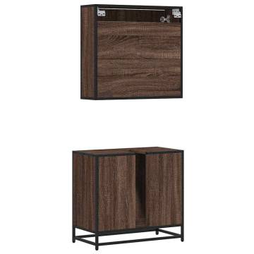 2 Piece Brown Oak Bathroom Furniture Set - Stylish & Durable