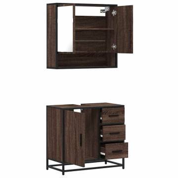 2 Piece Brown Oak Bathroom Furniture Set - Stylish & Durable