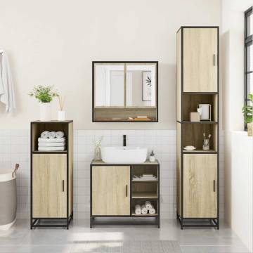 4 Piece Bathroom Furniture Set - Sonoma Oak Engineered Wood