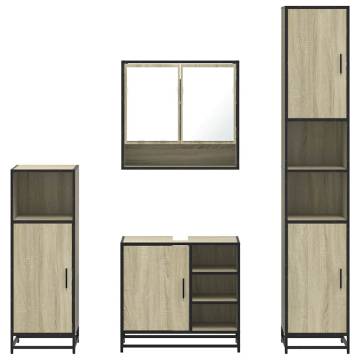 4 Piece Bathroom Furniture Set - Sonoma Oak Engineered Wood