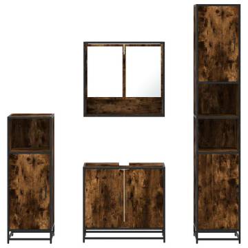 4 Piece Bathroom Furniture Set - Smoked Oak Wood