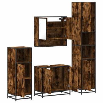 4 Piece Bathroom Furniture Set - Smoked Oak Wood