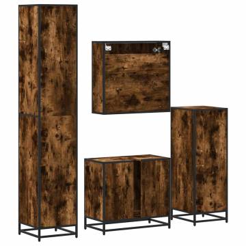 4 Piece Bathroom Furniture Set - Smoked Oak Wood