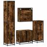 4 Piece Bathroom Furniture Set - Smoked Oak Wood