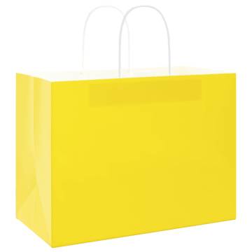 Yellow Paper Bags with Handles - 50 pcs | HipoMarket UK