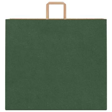 Eco-Friendly Green Paper Bags with Handles - 50 pcs