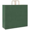 Eco-Friendly Green Paper Bags with Handles - 50 pcs