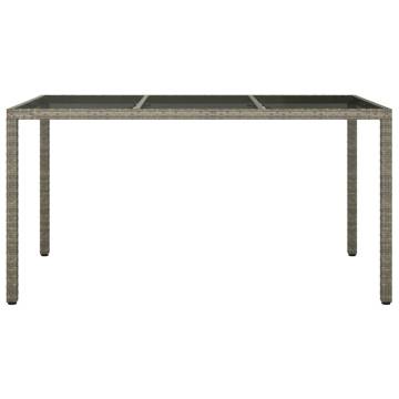 Stylish Grey Garden Table | 150x90 cm Tempered Glass & Rattan