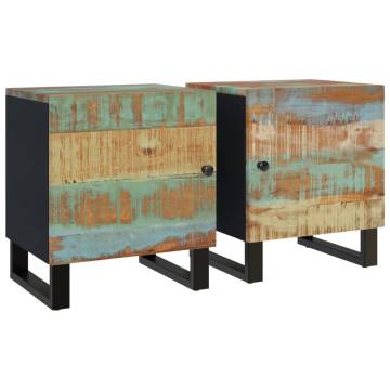 Industrial Solid Wood Bedside Cabinets - Set of 2 | HipoMarket