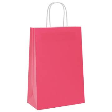 Pink Paper Bags with Handles - 250 pcs (21x11x31 cm)