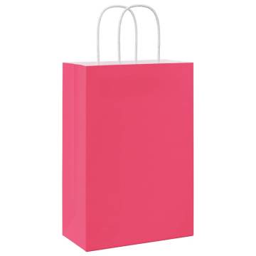 Pink Paper Bags with Handles - 250 pcs (21x11x31 cm)