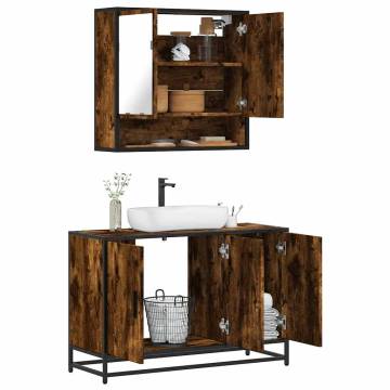 2 Piece Bathroom Furniture Set | Smoked Oak Engineered Wood