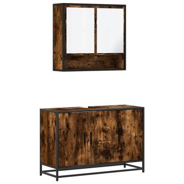 2 Piece Bathroom Furniture Set | Smoked Oak Engineered Wood