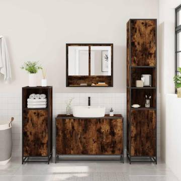 2 Piece Bathroom Furniture Set | Smoked Oak Engineered Wood