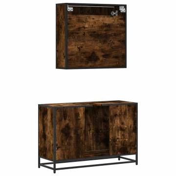 2 Piece Bathroom Furniture Set | Smoked Oak Engineered Wood