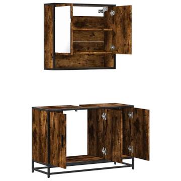 2 Piece Bathroom Furniture Set | Smoked Oak Engineered Wood