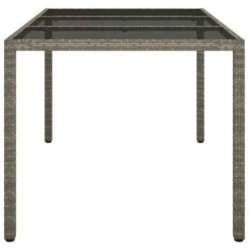 Stylish Grey Garden Table | 150x90 cm Tempered Glass & Rattan