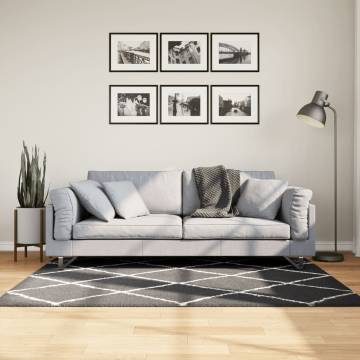 Shaggy Rug High Pile Black & Cream 120x170 cm for Modern Homes